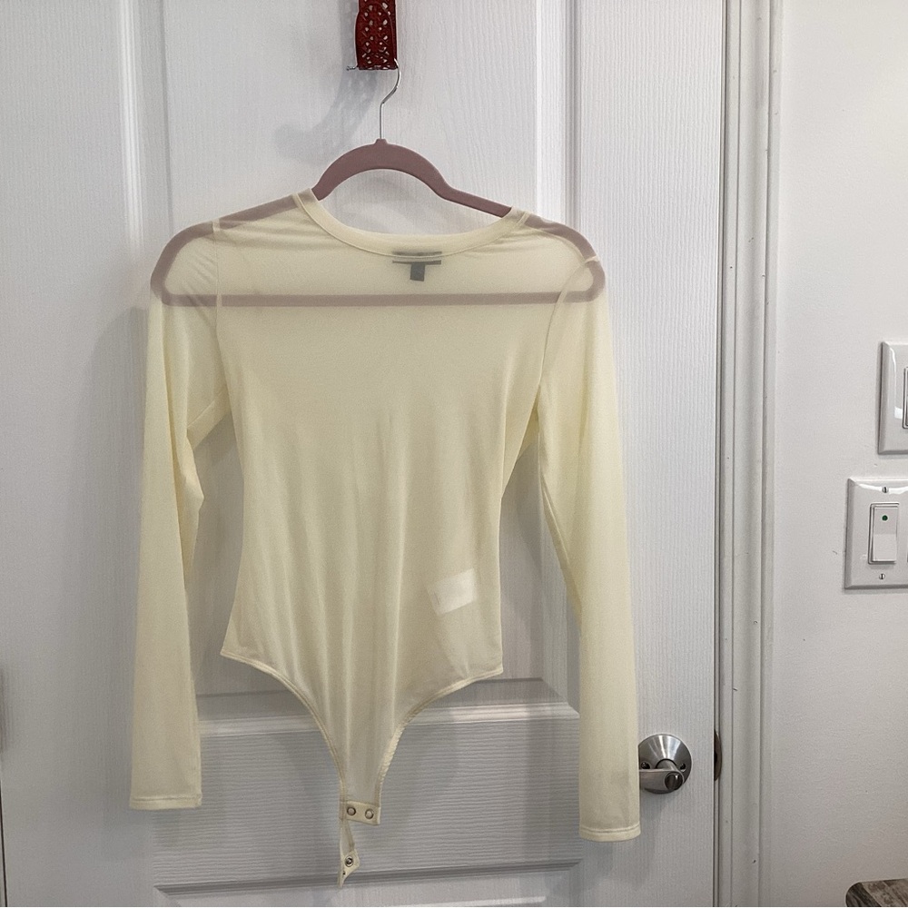 Express Ivory Mesh Top bodysuit